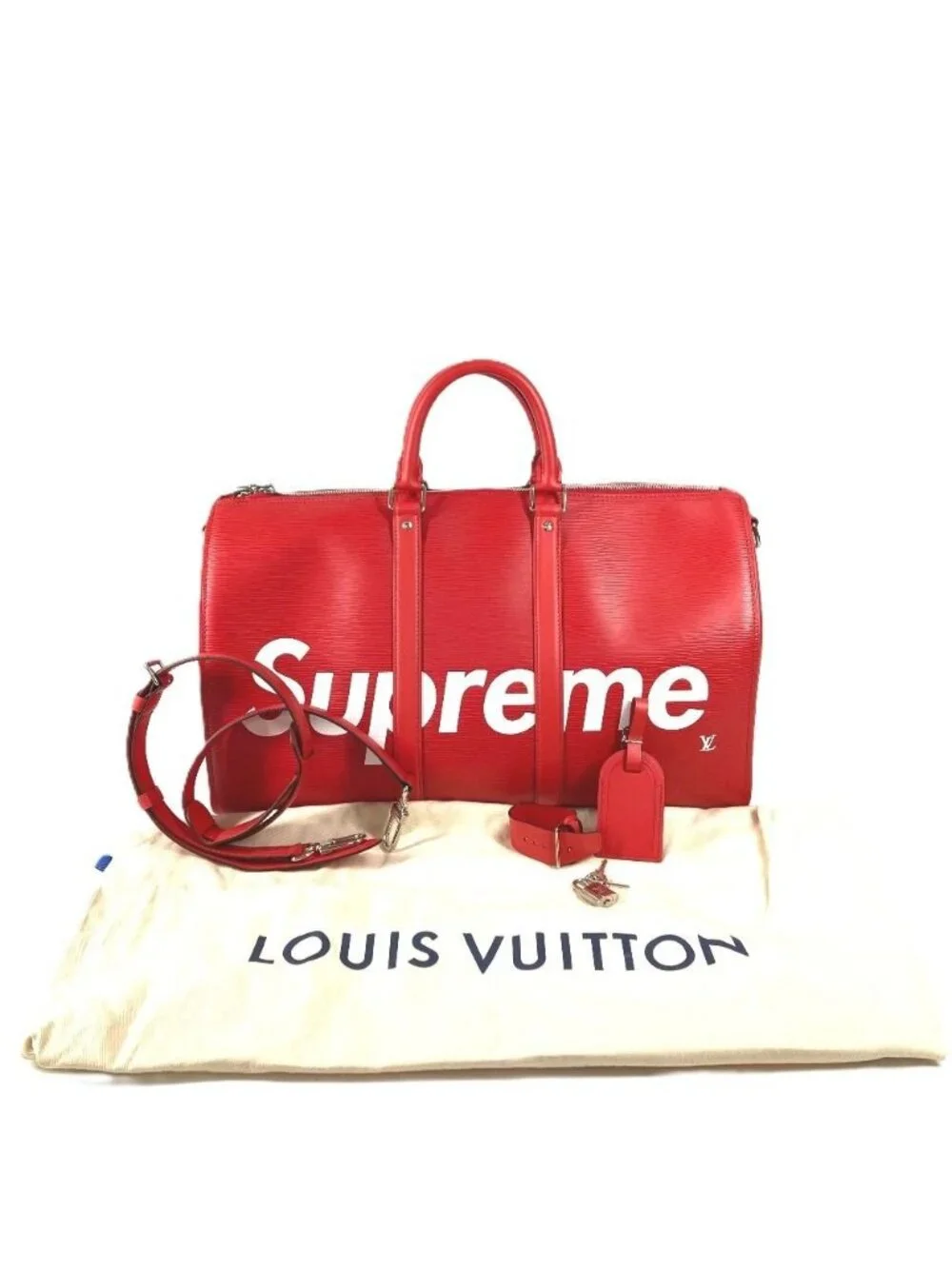 Louis Vuitton Boston Bag Keepall Bandouliere 45 Epi Leather Red